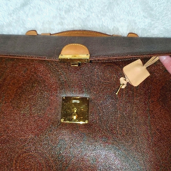 Etro Milano Paisley Bordeaux Briefcase with Lock and Key - Picture 8 of 14